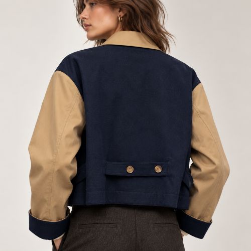 colorblock cropped jacket wolmix