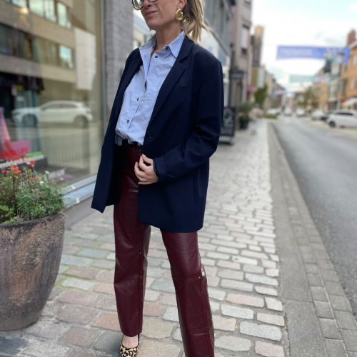  straight leg faux leather pants