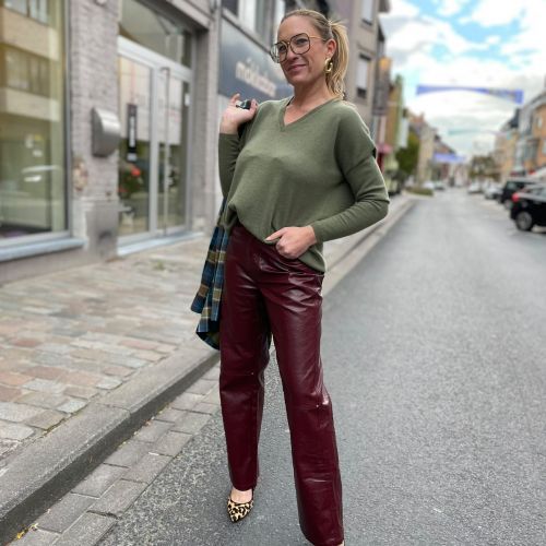  straight leg faux leather pants