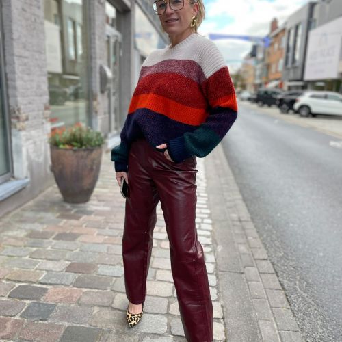  straight leg faux leather pants