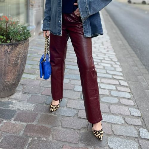  straight leg faux leather pants