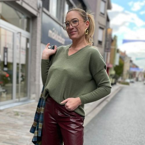 Pull met V-hals 100% kasjmier
