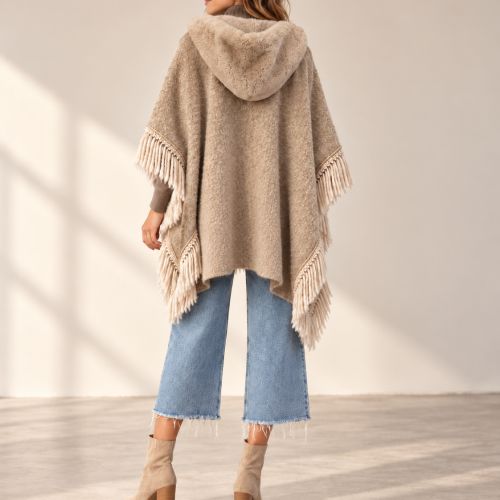 cape wolmix met capuchon