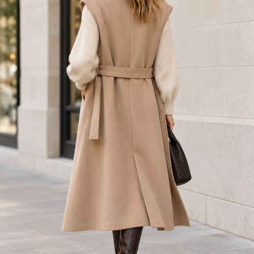 Mouwloze mantel wool blend