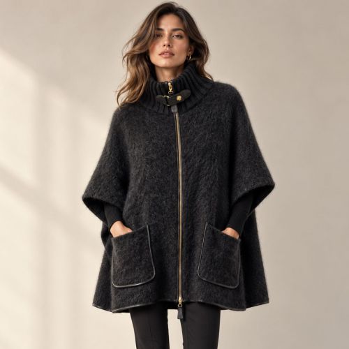 poncho wol & cashmere-blend