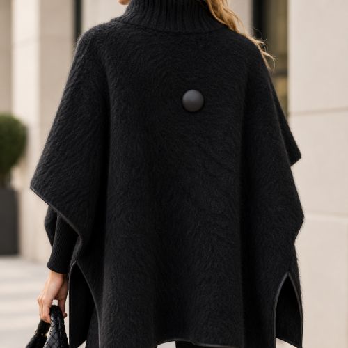 poncho wol & cashmere-blend