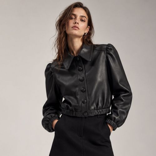 cropped leather jacket
