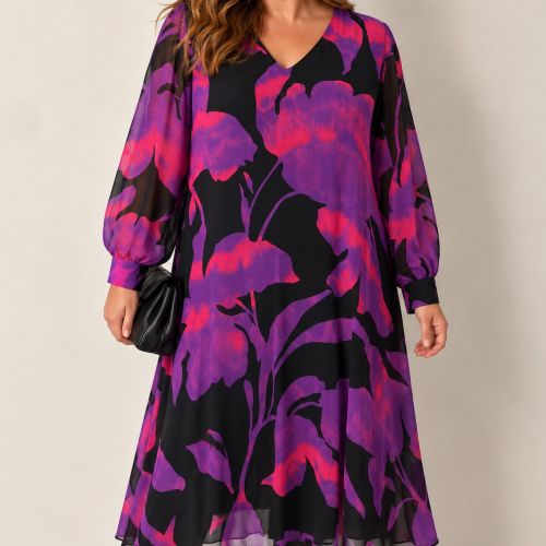 jurk met grote bloemenprint