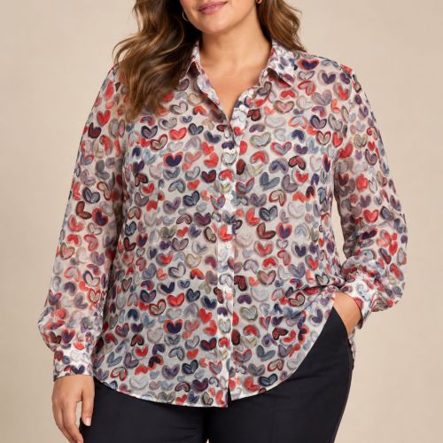 blouse met hartjesprint
