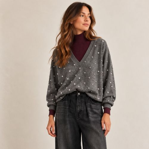 oversized studded sweater wol & cashmere-blend