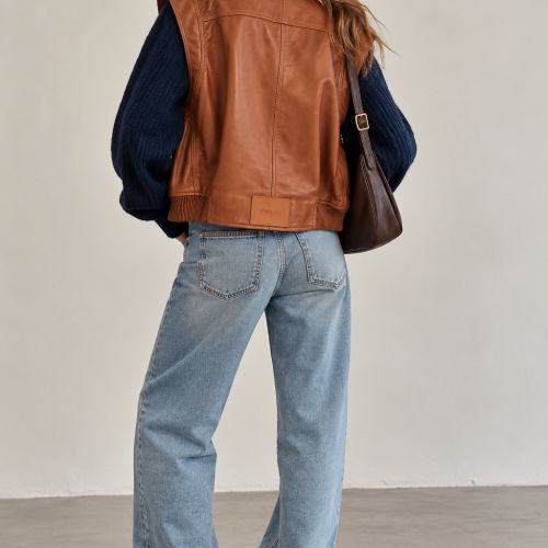 lederen jacket mouwloos