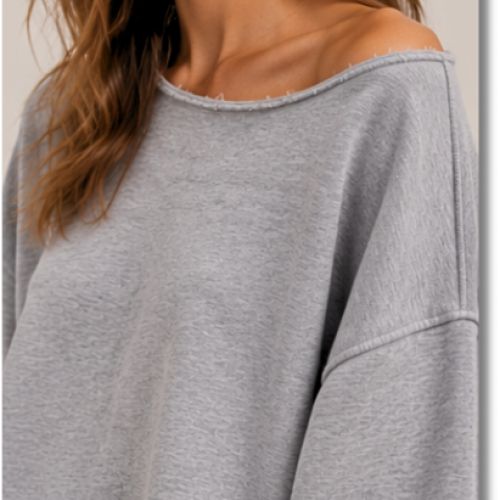 oversized cropped Raw-Edge Boatneck trui