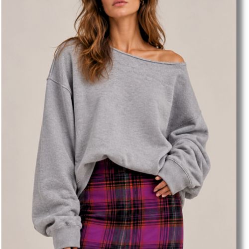 oversized cropped Raw-Edge Boatneck trui