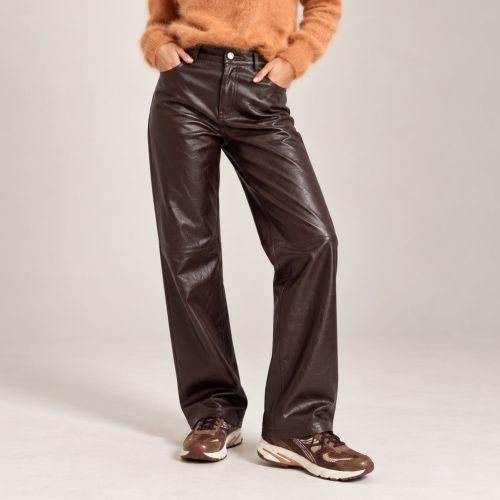 loose fit leather look pants
